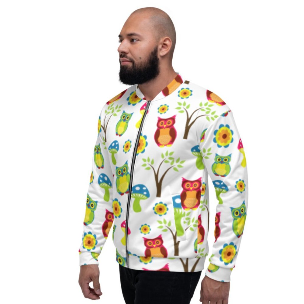 Cute Owl Wallpaper Pattern Bomber Jacket